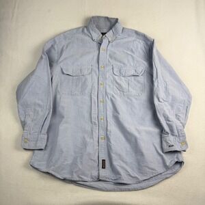 Woolrich Mens Blue Oxford Button Down Shirt Elbow Patches XL Long Sleeve